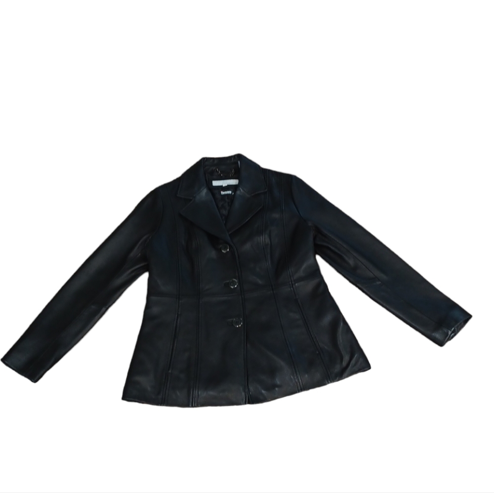 WILSONS LEADER WOMEN JACKET LONG SLEEVE BUTTON POCKENTS SIZE MEDIUM COLOR BLACK
